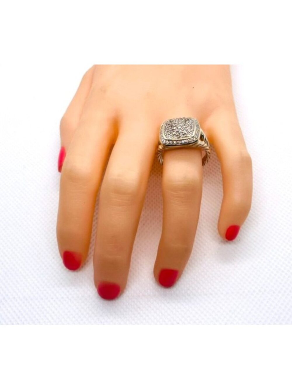 David Yurman Albion Pave Diamond Ring Size 6.25 14.5mm - Picture 4 of 12